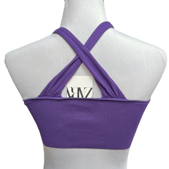 Zara Ribbed Halter Cropped Top Purple Size Small - Picture 5 of 12